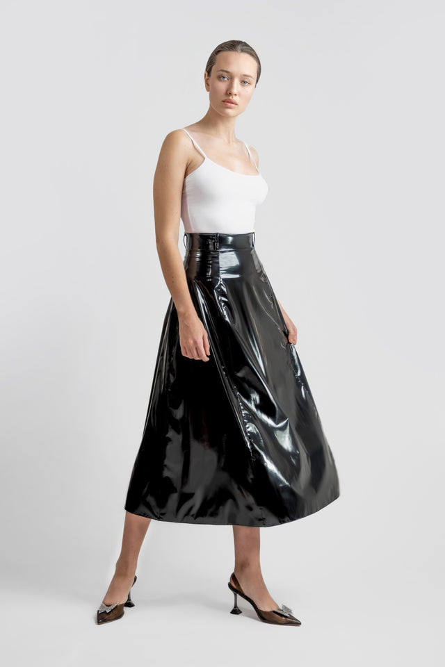 Circular Skirt Latex Feel - Black
