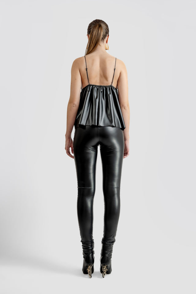 Latex Look Cami Top - Black