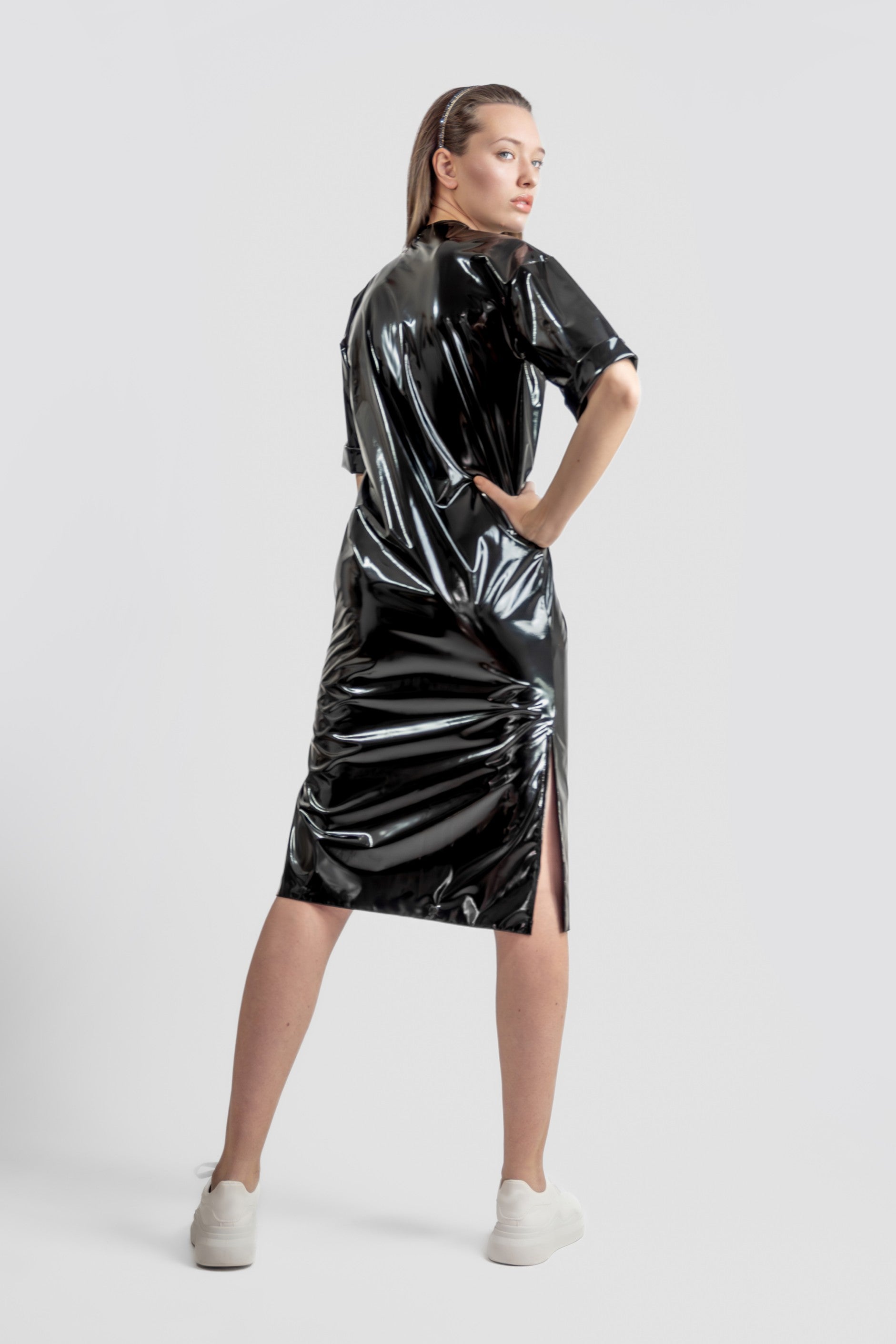 Vegan Leather T-shirt Dress - Black – TACRAI