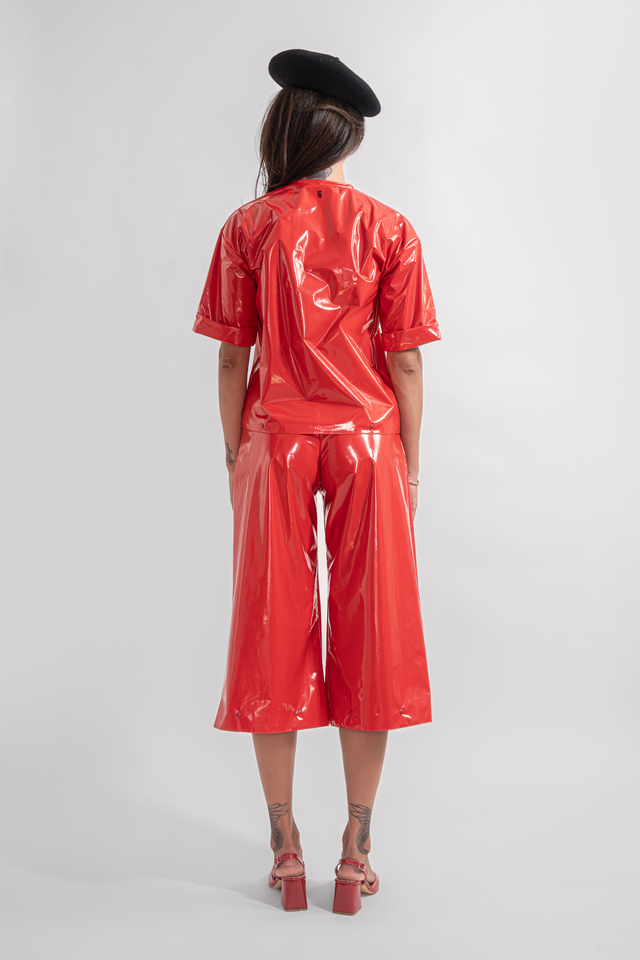 Latex Look T-shirt - Red