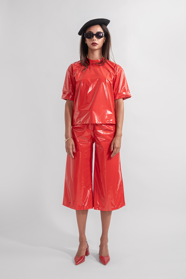 Latex Look T-shirt - Red