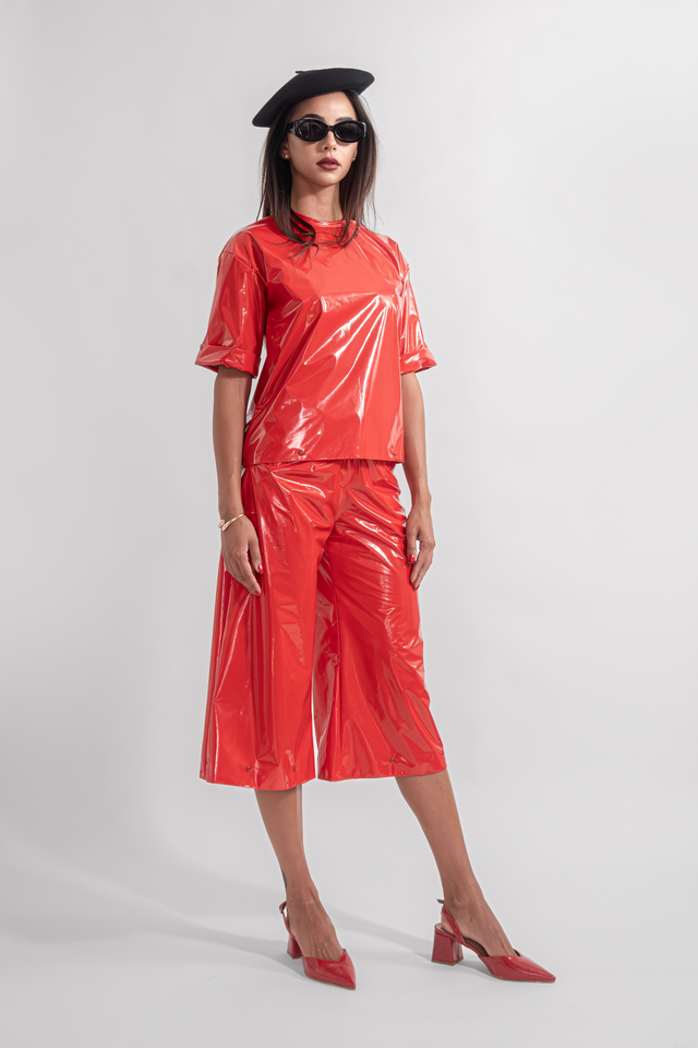 Latex Look T-shirt - Red