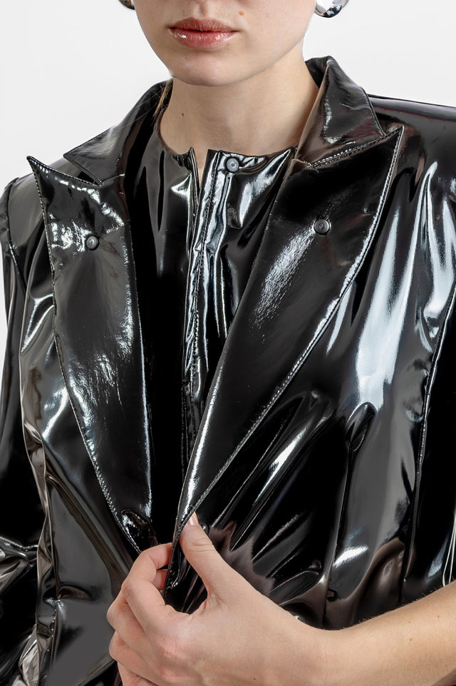 Single Breasted Blazer Latex Look - Black