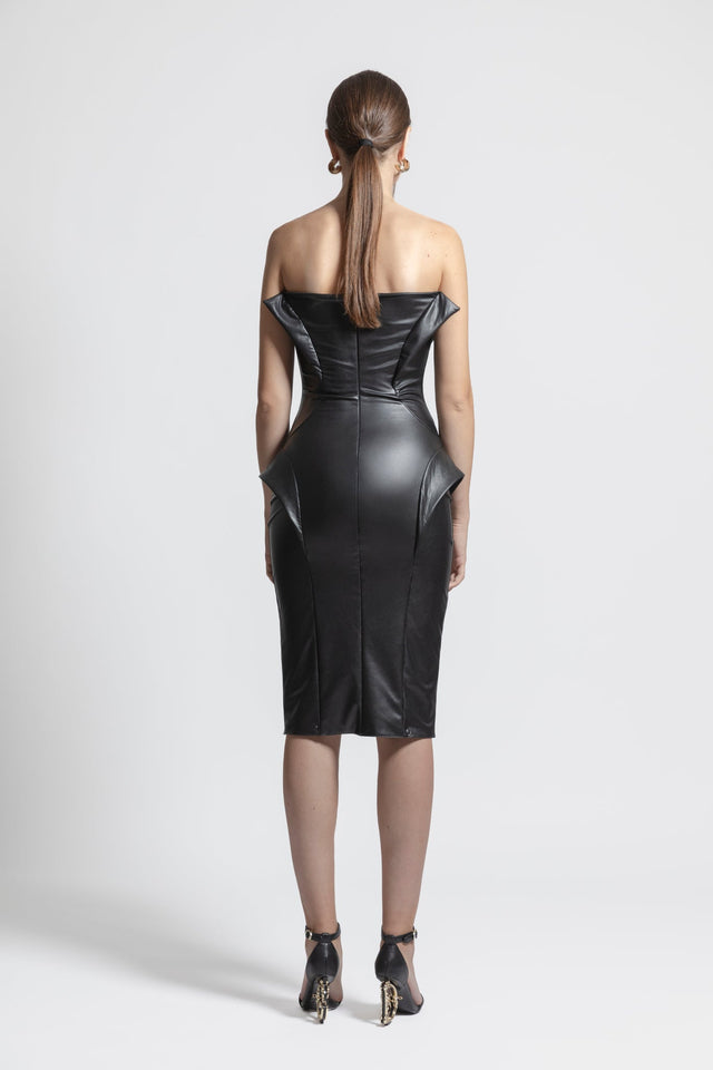 Strapless Latex Look Dress - Black