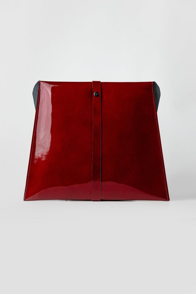 tacrai red metallic real leather clutch bag